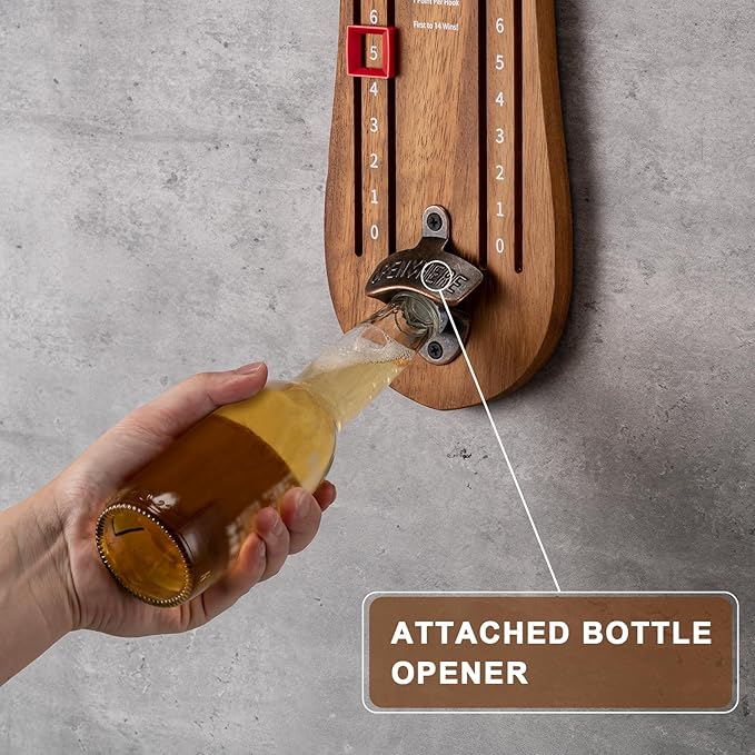 Ring Toss Game for Adults, Hook and Ring Game with String and Hooks for Indoor & Outdoor, Ring Hook Game with Bottle Opener, Gifts for Men