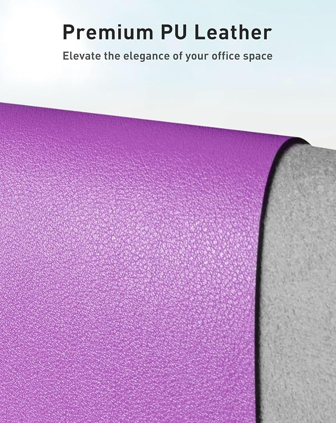 Aothia Faux Leather Desk Mat - Large Mouse Pad, Non-Slip PU Leather Blotter, Waterproof Writing Surface for Office and Home (Iris Violet, 40" x 24")