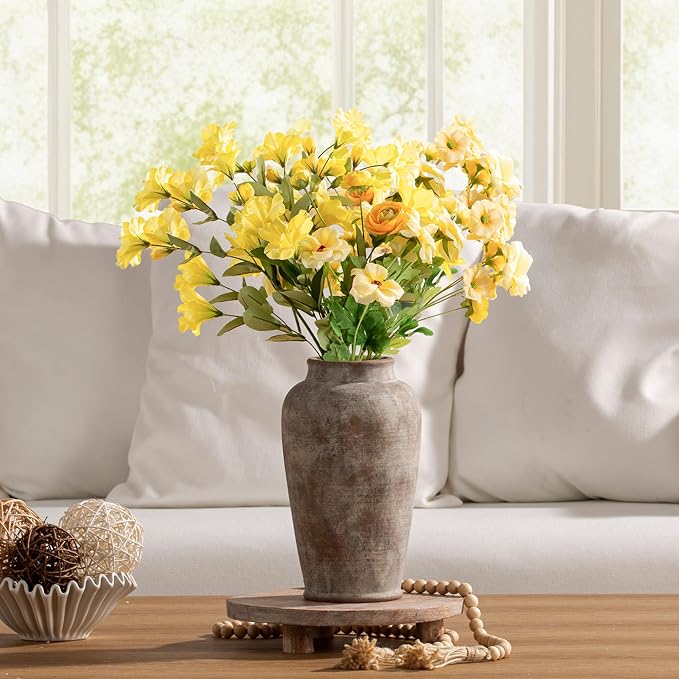 Ceramic Rustic Vase, Large Flower Vase Tall Farmhouse Decorative Vase Floral Pottery Vases for Home Decor Table Living Room Entryway Mantel Bedroom Bathroom Kitchen - 11 Inch Rustic