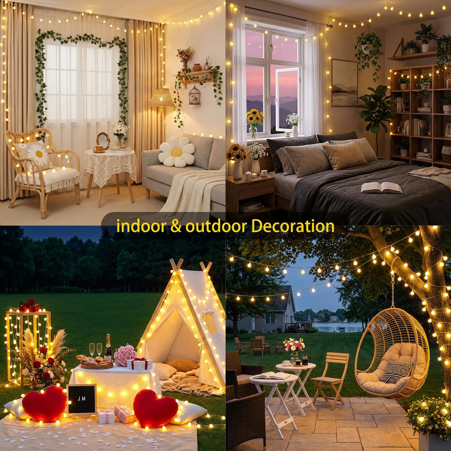 100 LED Shatterproof Globe String Lights, 33ft Warm White Fairy Lights Plug in with Remote Timer Dimmer, 8 Modes Waterproof Indoor Outdoor Lights for Bedroom Classroom Christmas Tree Party Decor
