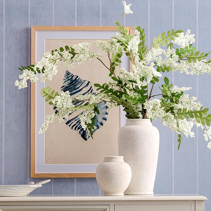 Ceramic Large Vase, Flower Vase Tall Rustic Farmhouse Decorative Vase Floral Pottery Vases for Home Decor Table Living Room Entryway Mantel Bedroom Bathroom Kitchen - 12" W