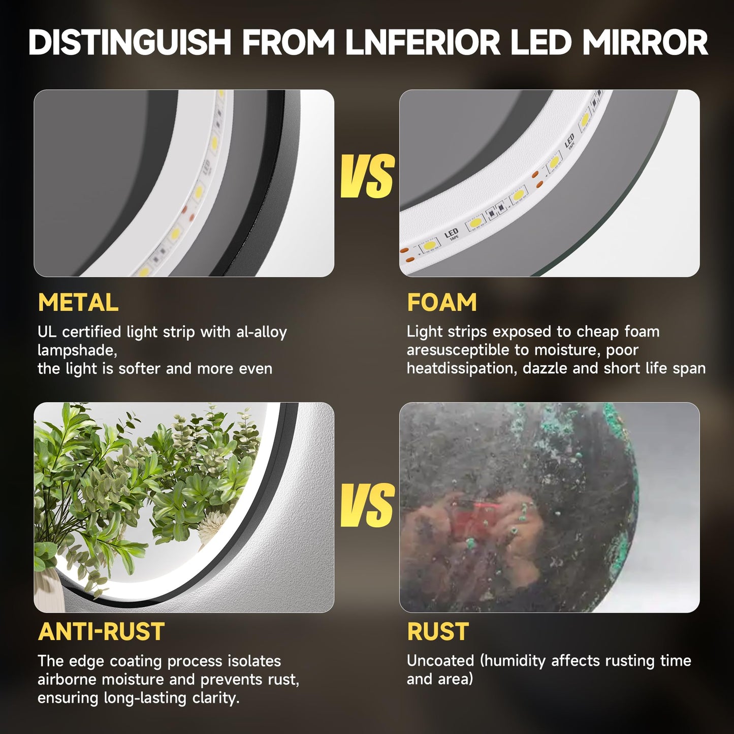 Hasipu Irregular Bathroom Mirror with Lights - 24"x35" LED Asymmetrical Wall Mirror, Abstract Modern Lighted Vanity Mirror for Wall, Anit-Fog, Dimmable, Memory, Vertical/Horizontal (Black