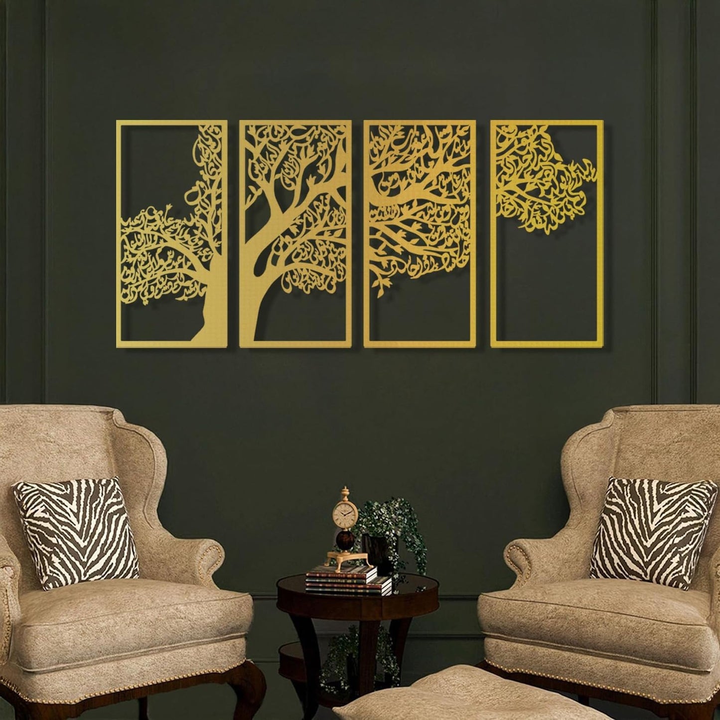 JFUJFU Islamic 3D Tree of Life Metal Wall Art - Large Iron Hanging Sculpture for Living Room, Bedroom & Home Decor (Total Size: 48 x 23 inches)
