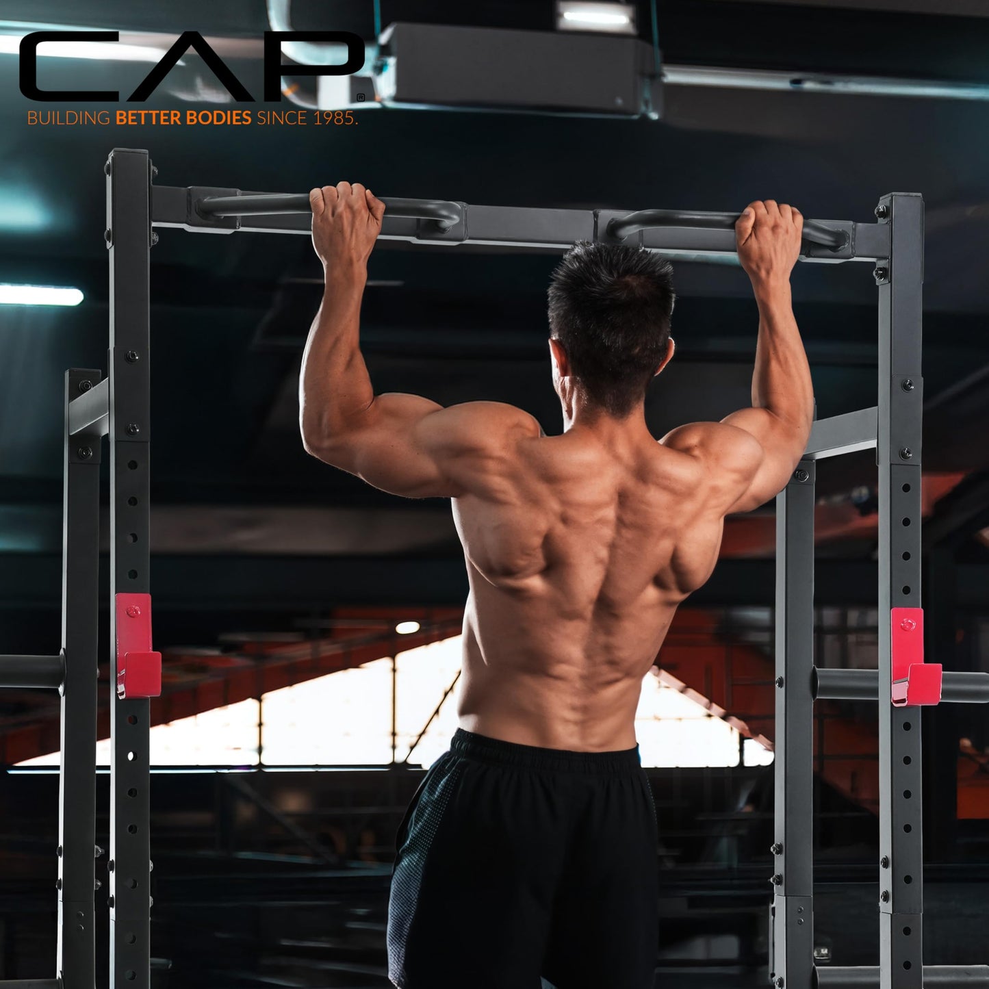 Cap Power Rack with Pull Up Bar & Attachments - Squat Rack & Strength Training Power Cage for Home Gym - Blue