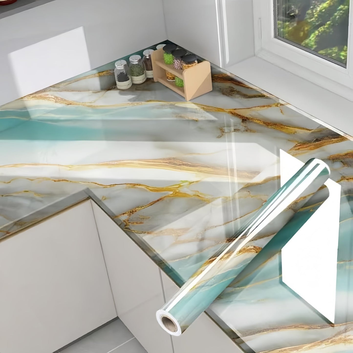 mwpqbd Wallpaper Kitchen Cooktop Oil Resistant Sticker Furniture Renovation Sticker Living Room TV Background Marble Texture Light Luxury Wallpaper Self-Adhesive (Marble Grain)