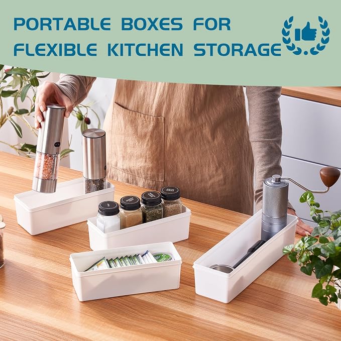 Storage Bag Organizer for Kitchen- Baggie Drawer Organizer & Plastic Food Storage Bags Holder- Compatible with Gallon, Quart, Sandwich, Snack Bags, Freezer, Slider Bags-4 Separate Pieces White
