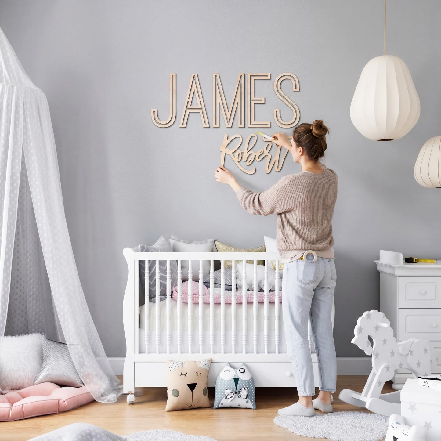 First and Middle Name Signs for Nursery Wooden Name Signs for Kids Room Personalized Name Sign