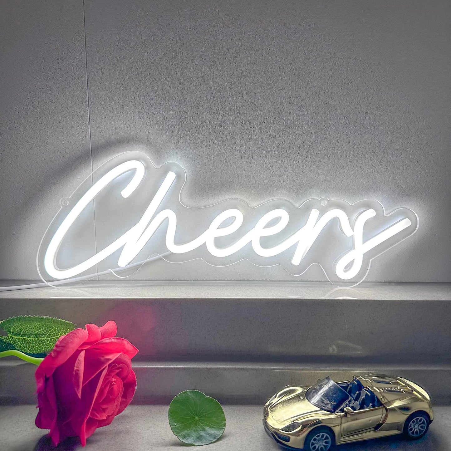 Neon Sign for Bar Home Bar Club Party Wall Decor,Cheers LED Neon With Dimmable Controller,Neon Cheers Light for Birthday Gaming Cafe Party 16.5"*7"(White)