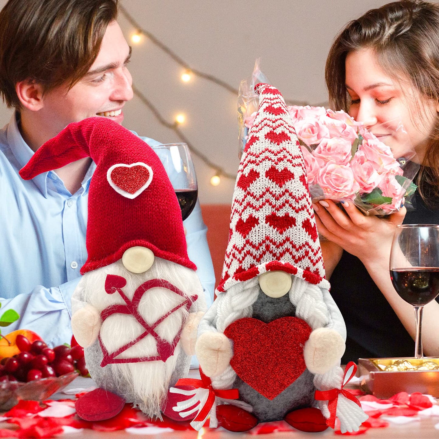 Valentines Day Decor - Valentines Day Decorations - Valentine Couple Gnomes Decorations for Home, Office - Valentine's Gifts for Her, Wife, Women, Girlfriend - Romantic Anniversary Vday Wedding Gift