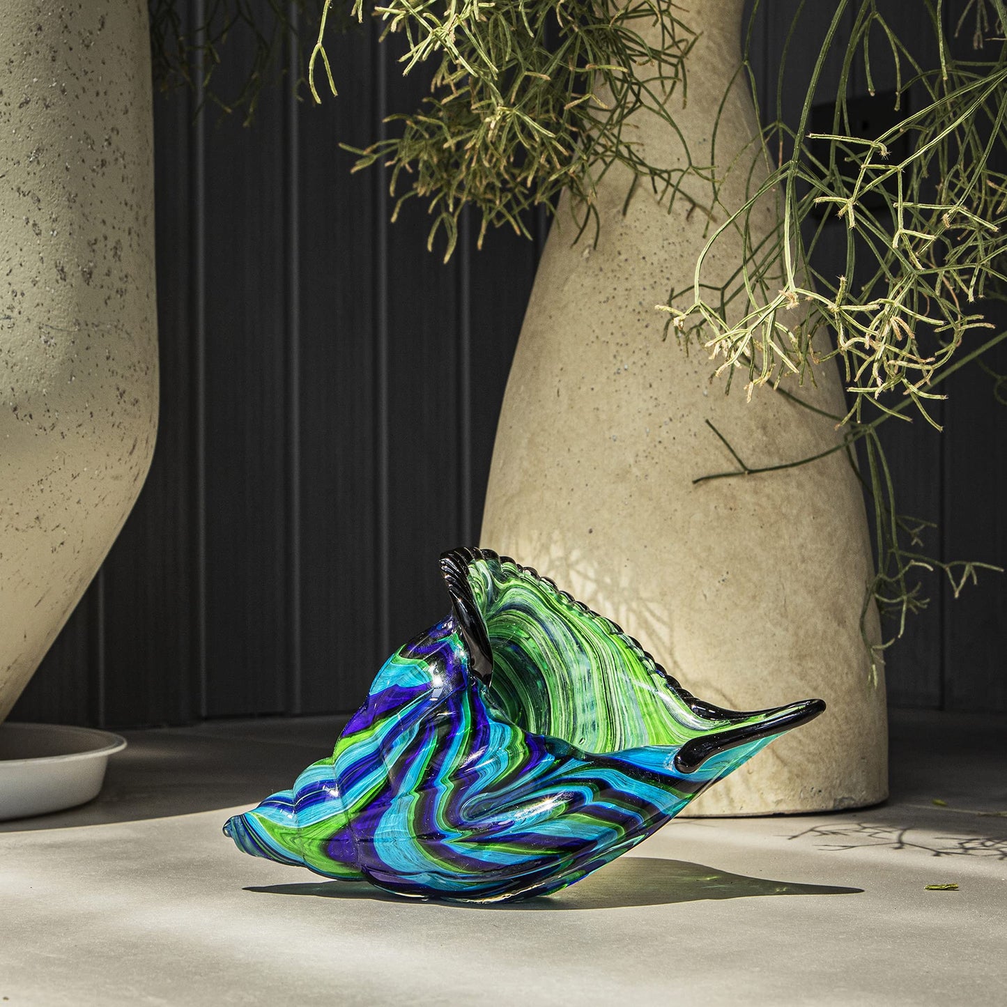 QFkris 8" Glass Conch Figurines, Hand Blown Seashell Art Glass Sculpture, Beautiful Home Decor, Crystal Paperweight