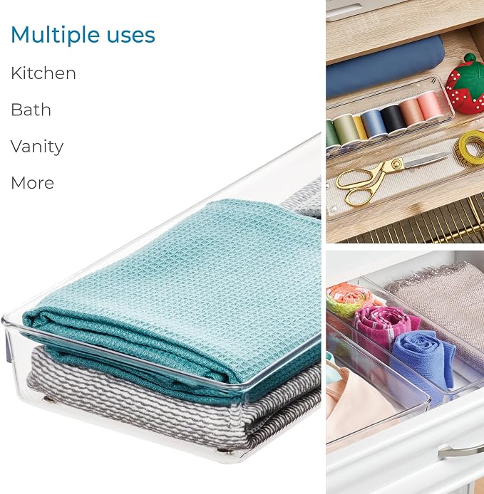 iDesign Recycled Plastic 5-Piece Kitchen Drawer Organizer Set - Linus Collection - Clear