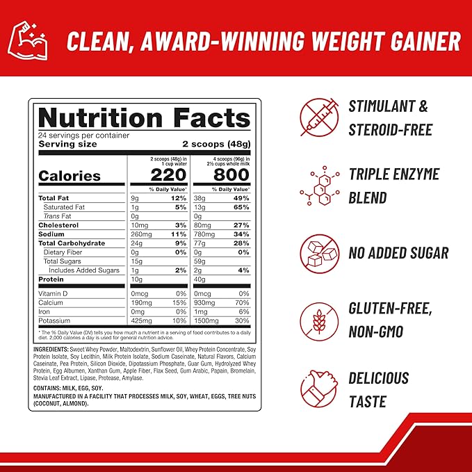 Naturade All-Natural Weight Gain Instant Nutrition Drink Mix, Vanilla, 40.6 Ounce
