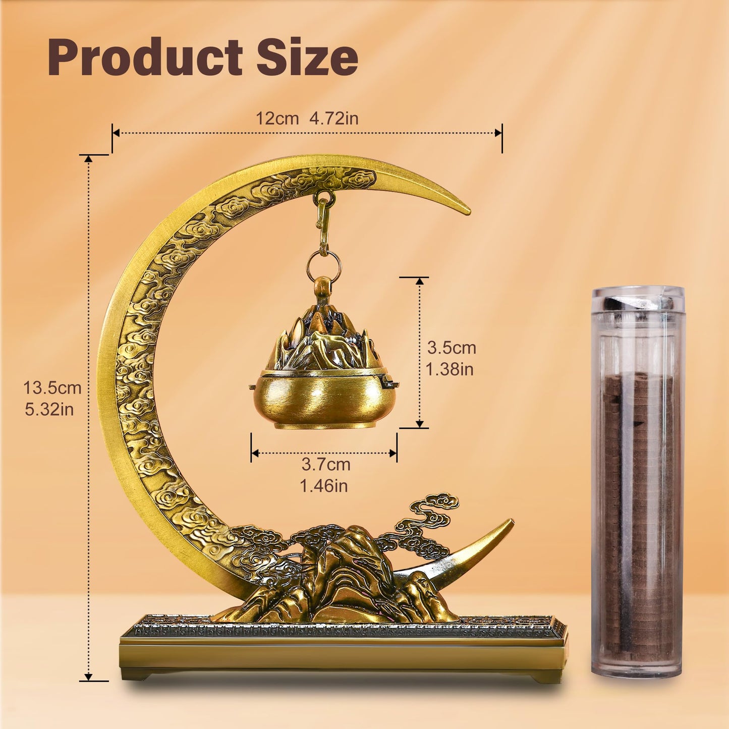 SERdeerCH Moon Lotus Furnace Hollow Hanging Ball Incense Burner,Alloy Frame,Equipped with 1 Tube of Cloud Incense,Used for Home Office Decoration
