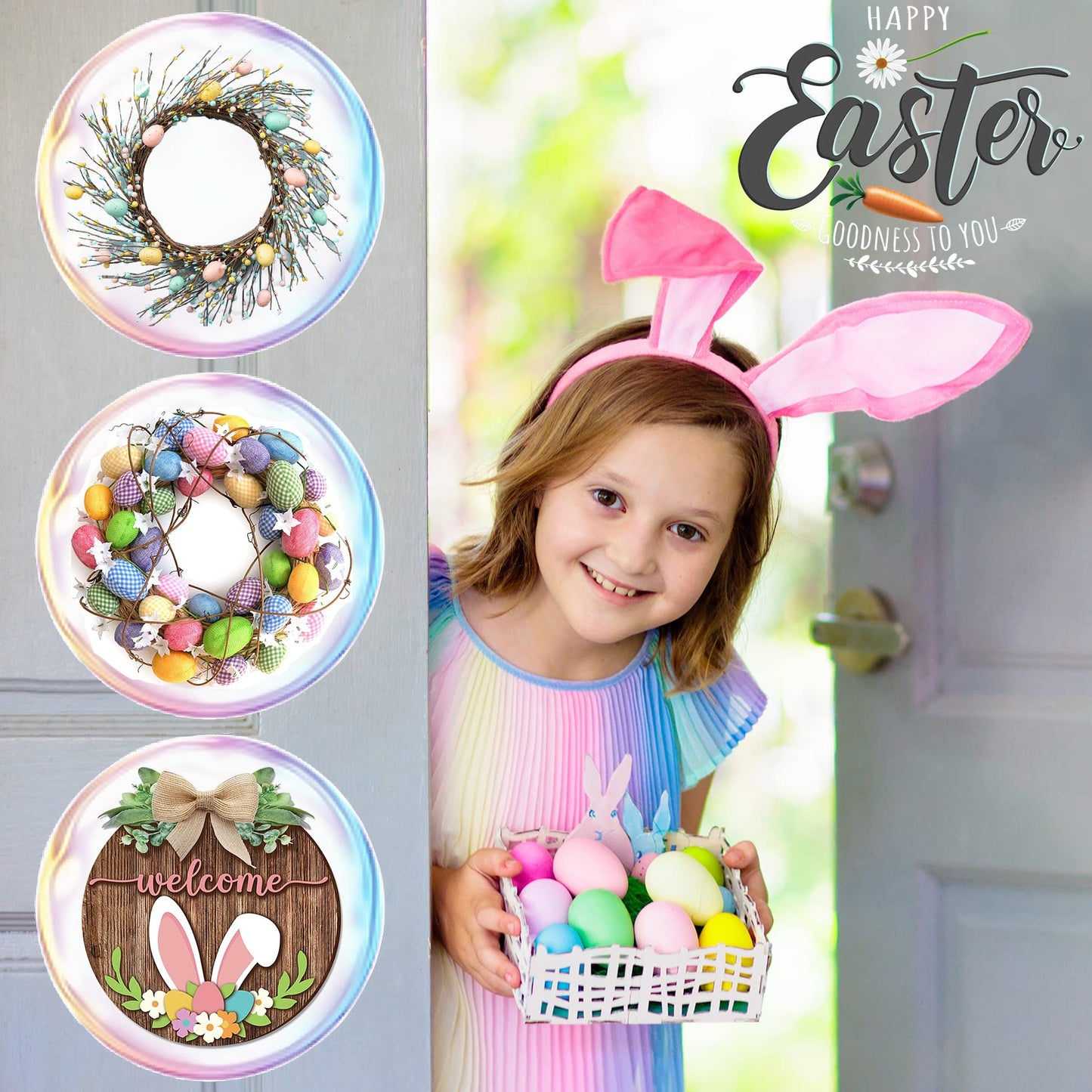 AnCintre 15 in Wreath-Hangers, 2 Pack Easter-Christmas-Halloween Decorations, Fall Door Welcome Sign, Inside-Outside Over The Door Hooks Organizer Home Decor
