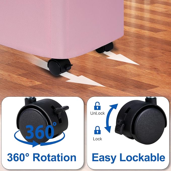 Slim Laundry Hamper with Wheels,15 Gal (55L) Rolling Laundry Basket with lid and wheels Clothes Hamper Foldable Tall Dirty Clothes Basket Sturdy Collapsible Clothes Hamper for Dorm,Laundry Room