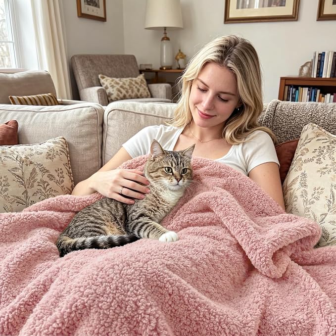 Exclusivo Mezcla Fleece Bed Blankets Queen Size, Ultra Soft, Lightweight and Fuzzy Dusty Pink Blanket for Women, Home Decor, 90x90 Inches