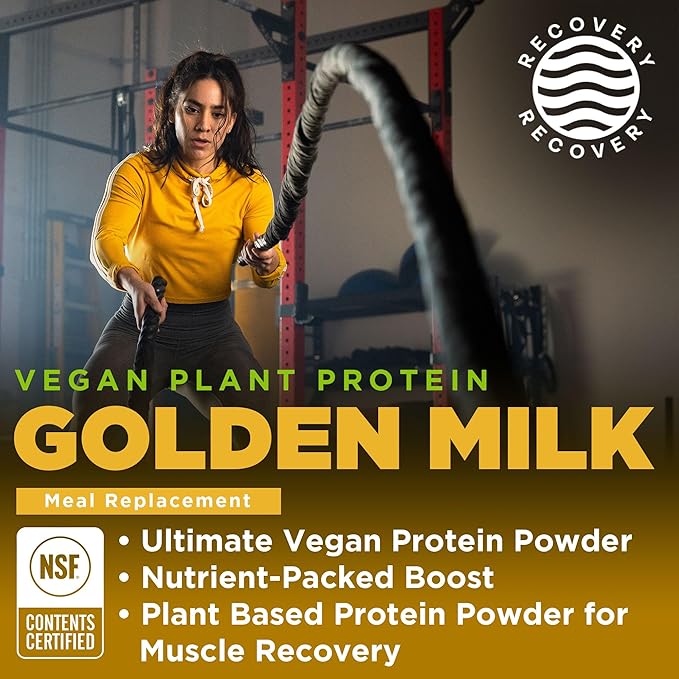 Gnarly Nutrition Golden Milk Plant-Based Protein Blend ??Vegan Powder for Smoothies ??Dairy-Free, Non-GMO ??10 Convenient Stick Packs