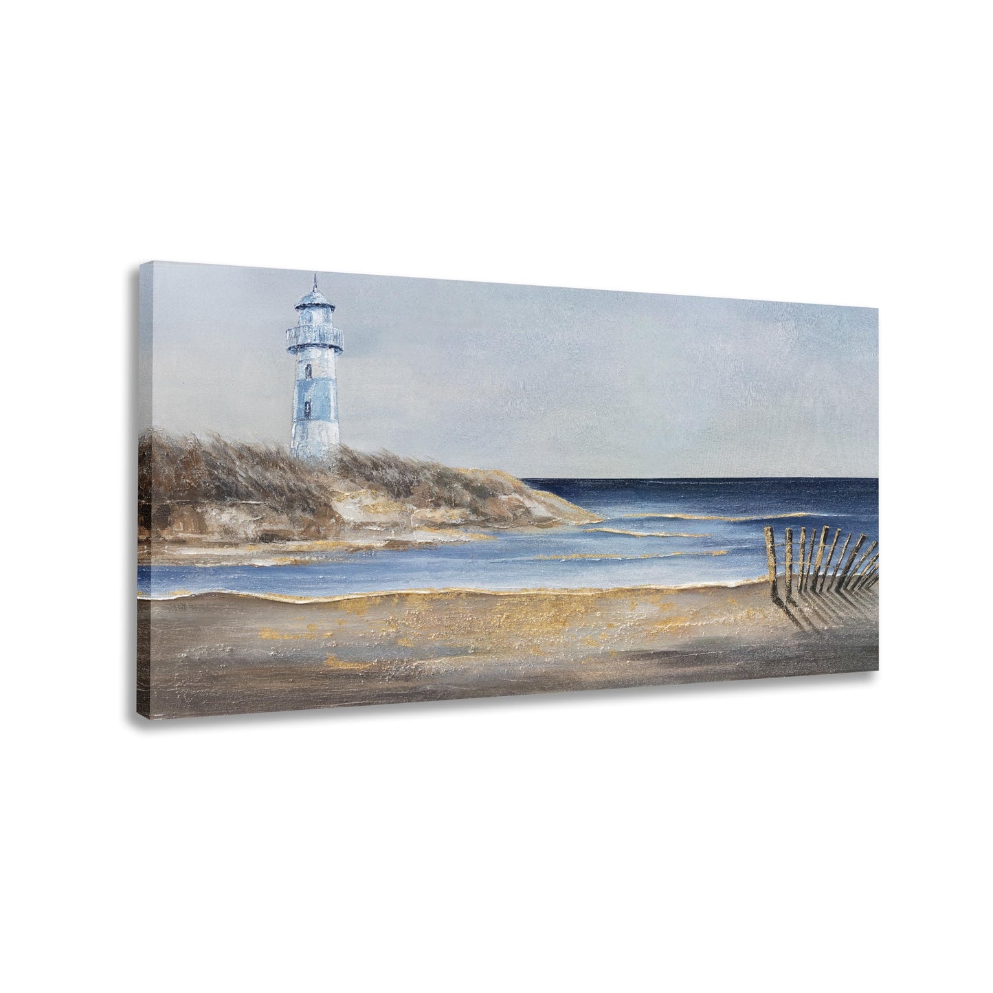 Yuaxker Ocean Art Wall Blue and Gold Ocean Canvas Painting Large Modern Aesthetic Pictures Wall Decor for Living Room Bedroom Dining Room Office Home Decor Artwork Easy to Hang 30x60 inch
