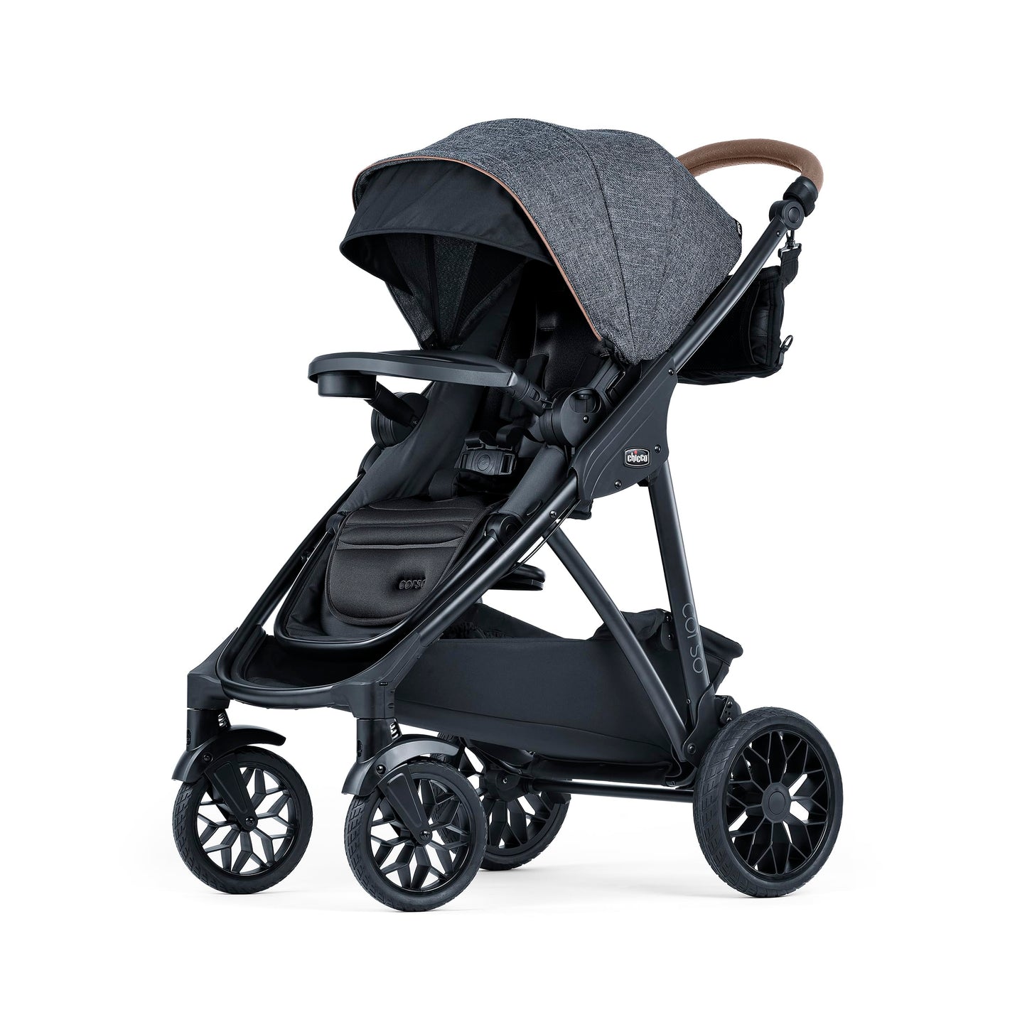 Chicco Corso Primo Modular Quick-Fold Stroller with Infant Car Seat Adapter, for Newborns and Toddlers, Summit/Grey