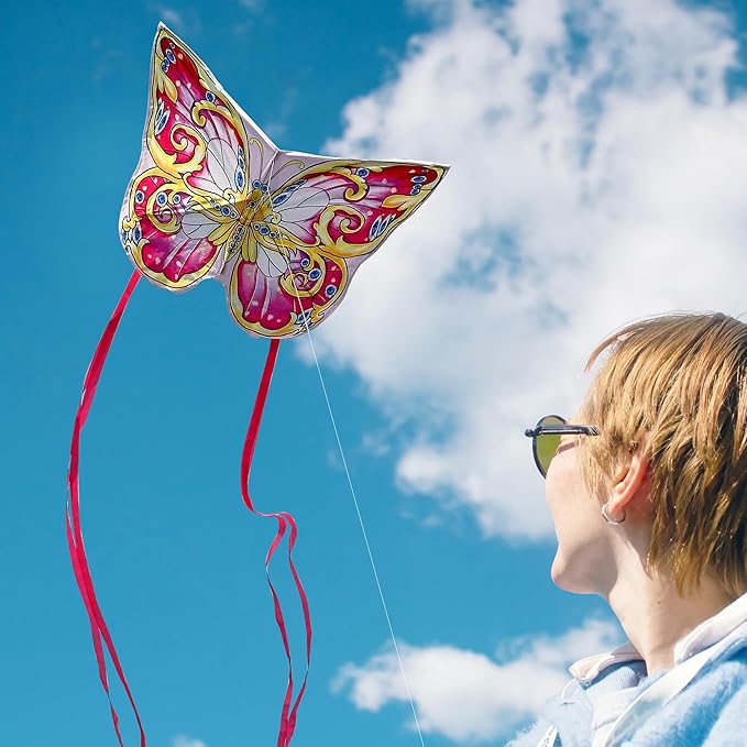 Xida Butterfly Kite for Kids & Adults, Easy to Fly, Ages 4-8, Large Kite with 300ft Handle, Perfect for Beach Trips