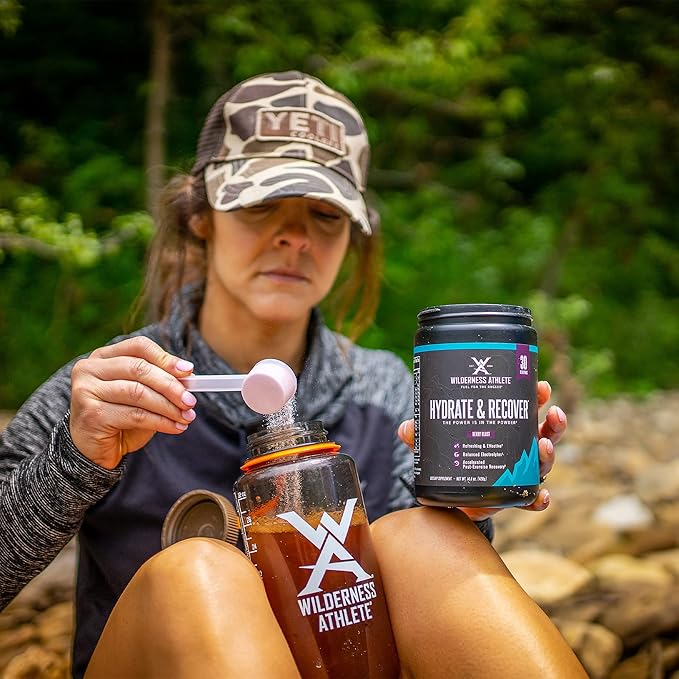 Wilderness Athlete - Hydrate & Recover | Liquid Hydration Powder Electrolyte Drink Mix - Recover Faster with Bcaas - Hydrate Powder with 1000mg of Vitamin C - 30 Serving Tub (Berry Blast)