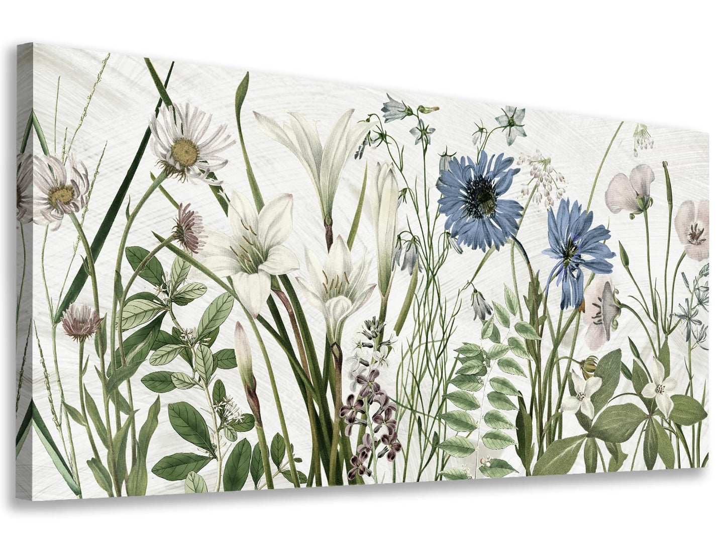 NINEASO Botanical Canvas Wall Art - Wildflower Pictures Floral Wall Decor Nature Prints Green Blue Flower Plants Painting Artwork for Living Room Bedroom Home Office Decorations 20" x 40"