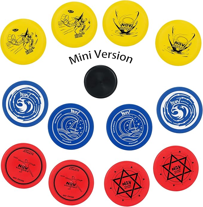 NQV Disc Golf Set with Backpack,Disc Golf Beginner Set,12 Pack Flying Discs with Putters Drivers Mid Ranges+1Green Disc Golf Bag Fluorescent Portable Outdoor Indoor