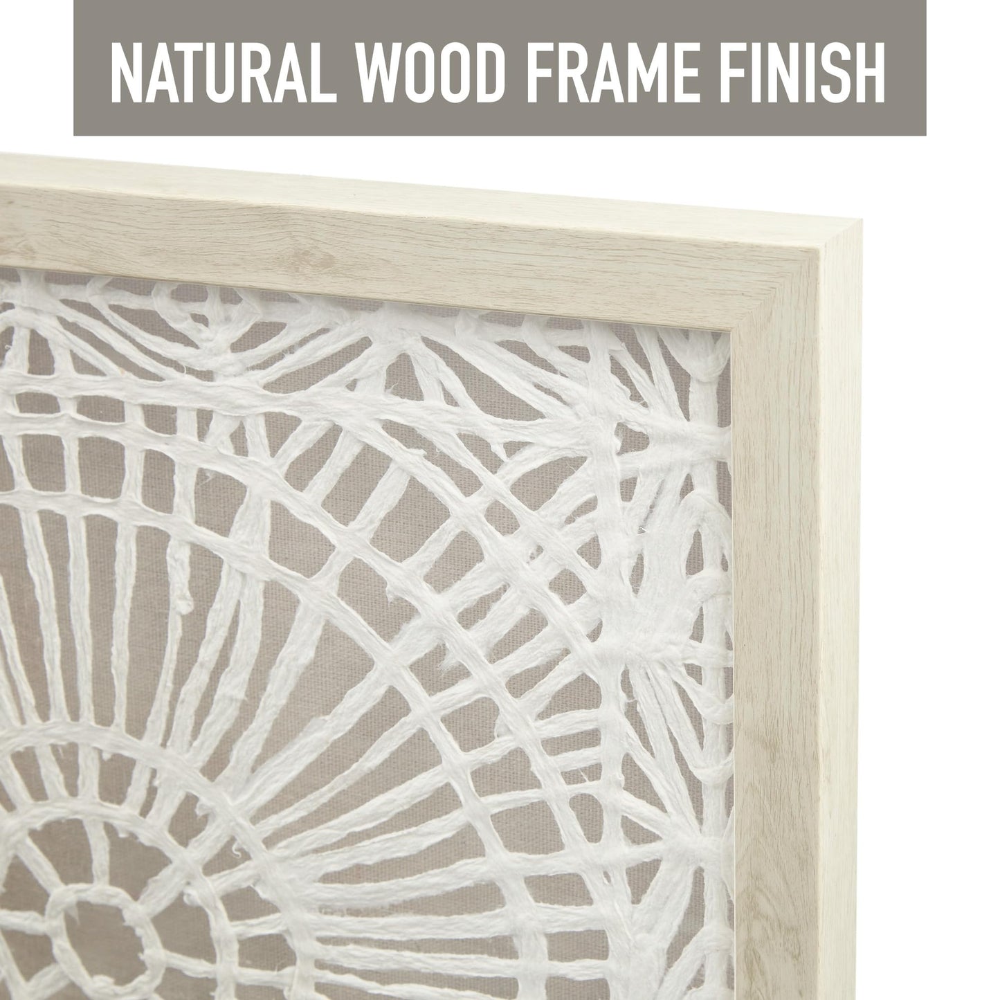 INK+IVY Handmade Rice Paper Textured Wall Art, Glass Covered Geometric Medallion Framed Wall Art, Unique Modern Abstract Shadow Box, Linen Back, Easy To Hang, Boho Bedroom - Off-White Henna