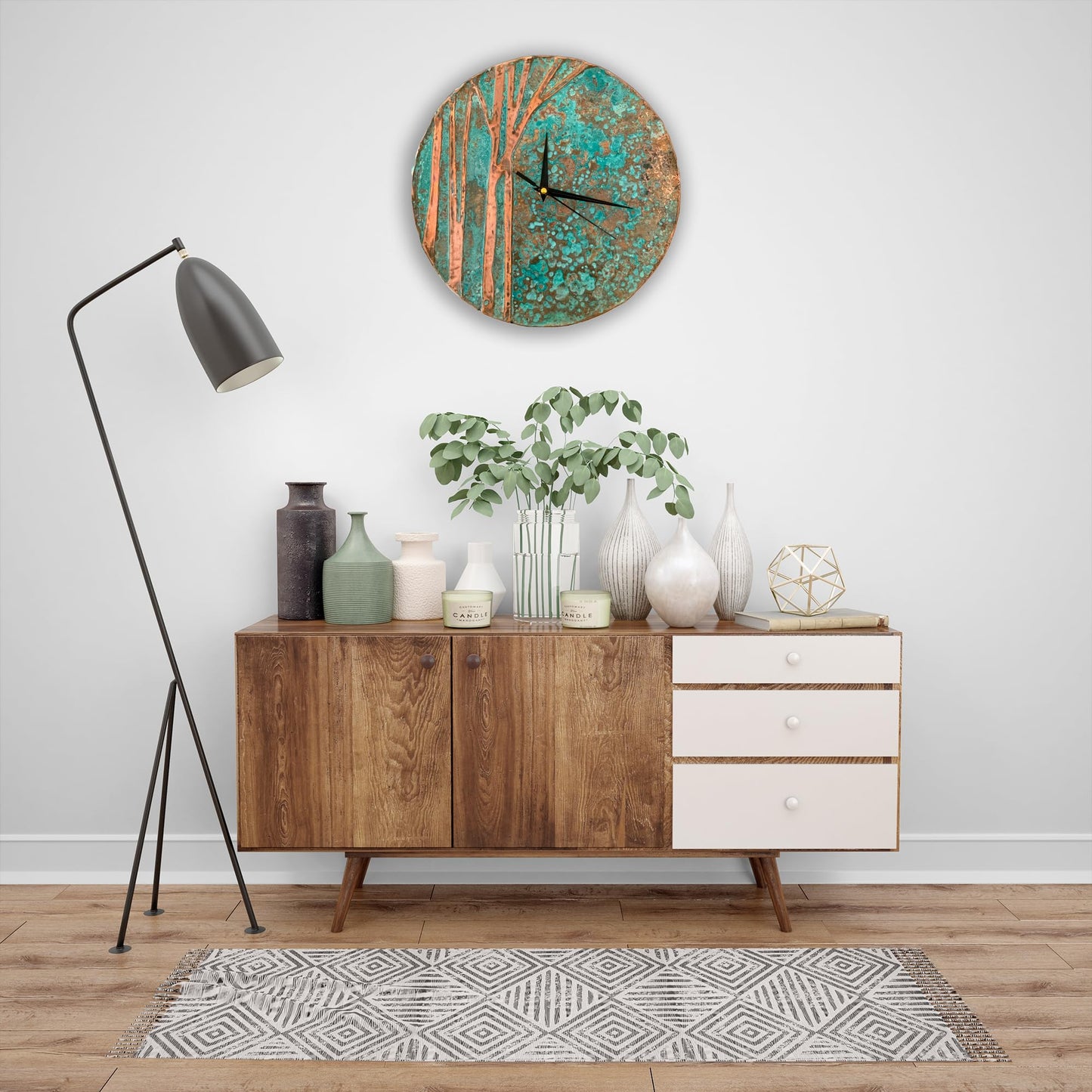 nooc art Handmade Copper Wall Clock Artisan Touch in Every Piece - Tree of Time Wall Decor Copper Clock for Living Room, Office, Kitchen & Bedroom (11 Inch)