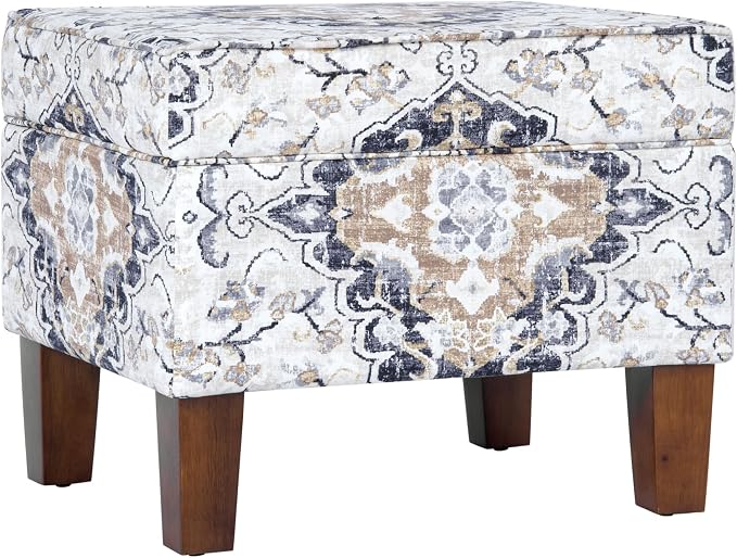 Spatial Order Home Decor | Dinah Collection Modern Storage Ottoman | Ottoman with Storage for Living Room & Bedroom(Antiqued Ebony Cream)