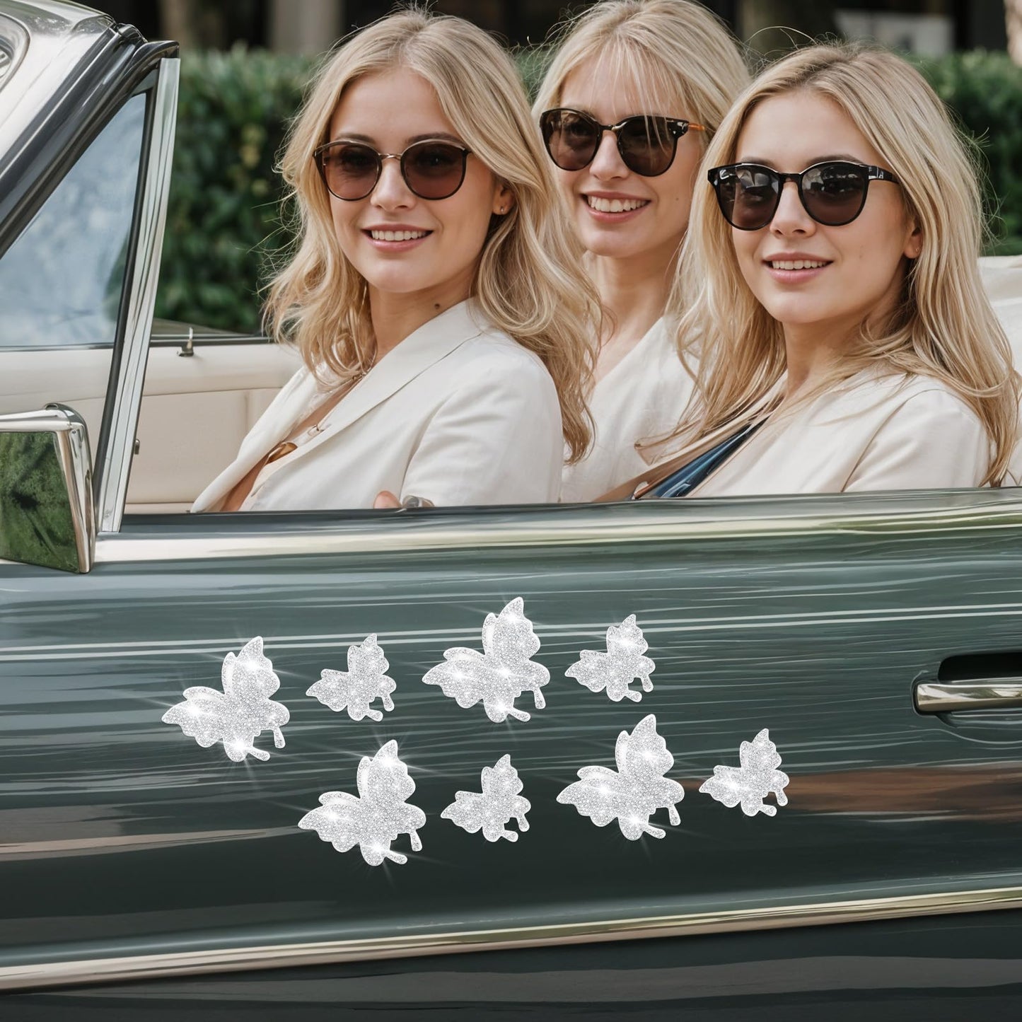 8Pcs Bling Butterfly Car Decals for Women Glitter Crystal Rhinestone Shiny Butterfly Stickers with Self Adhesive Backing Accessories for Car Window Motorcycle Laptop Tumbler Luggage