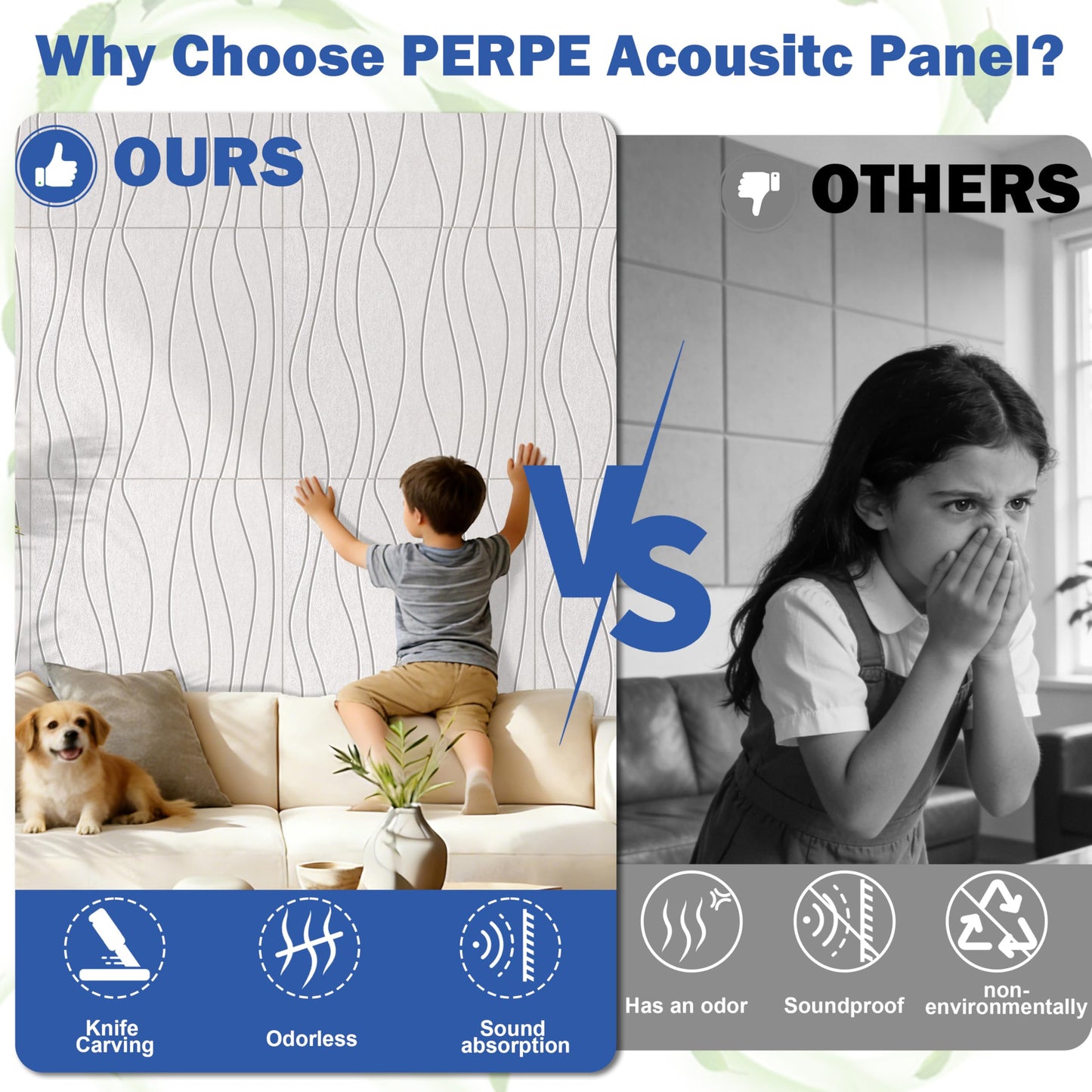 6 PCS Acoustic Panels, 23.6x23.6'' Self-Adhesive Soundproof Wall Panels,Water Waves Acoustical Wall Panels, Peel and Stick Wall Panel Decorative Acoustic Wall Panels for Recording and Home Studio