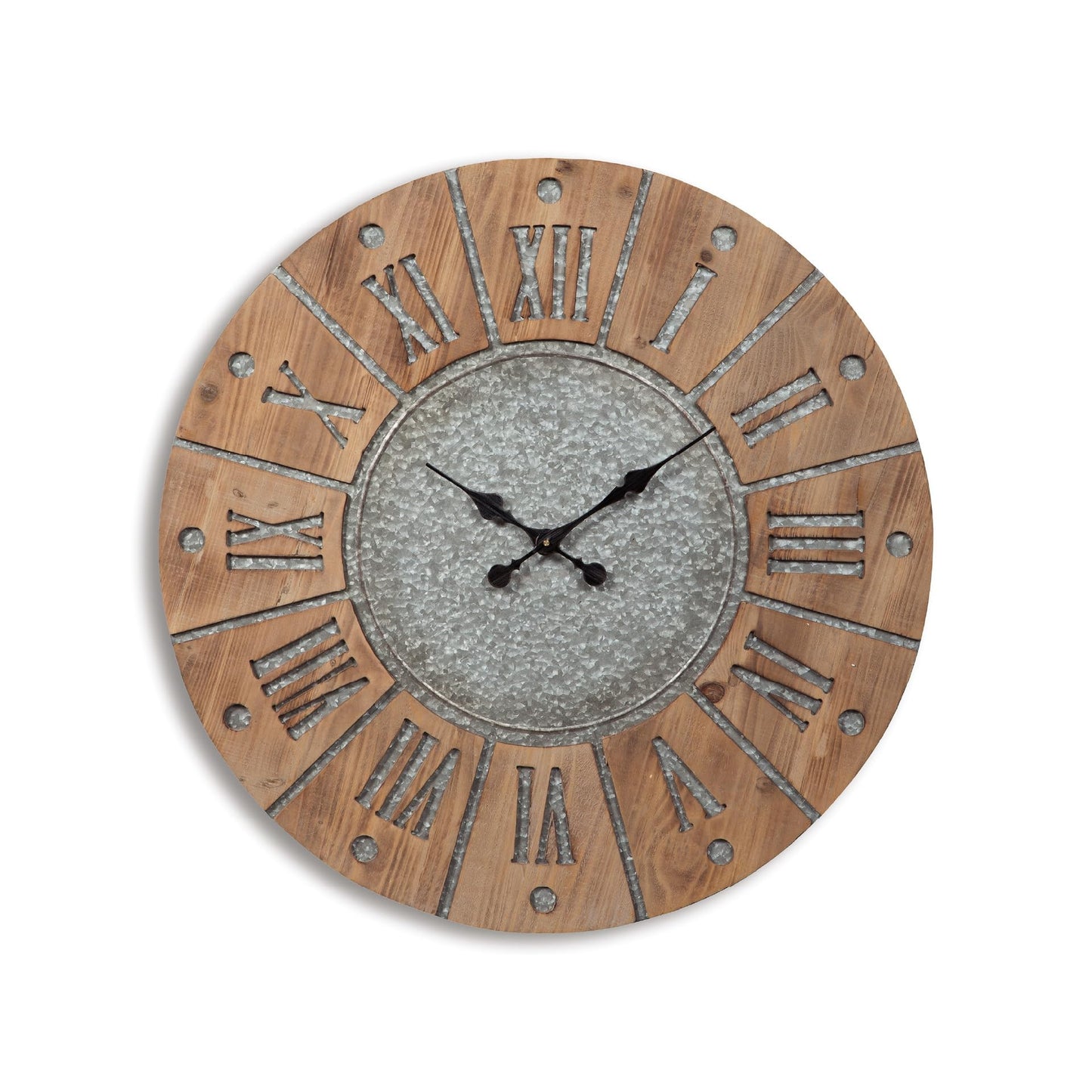 Signature Design by Ashley Payson Farmhouse Wall Clock, 30 x 30 Inches, Natural Wood Finish