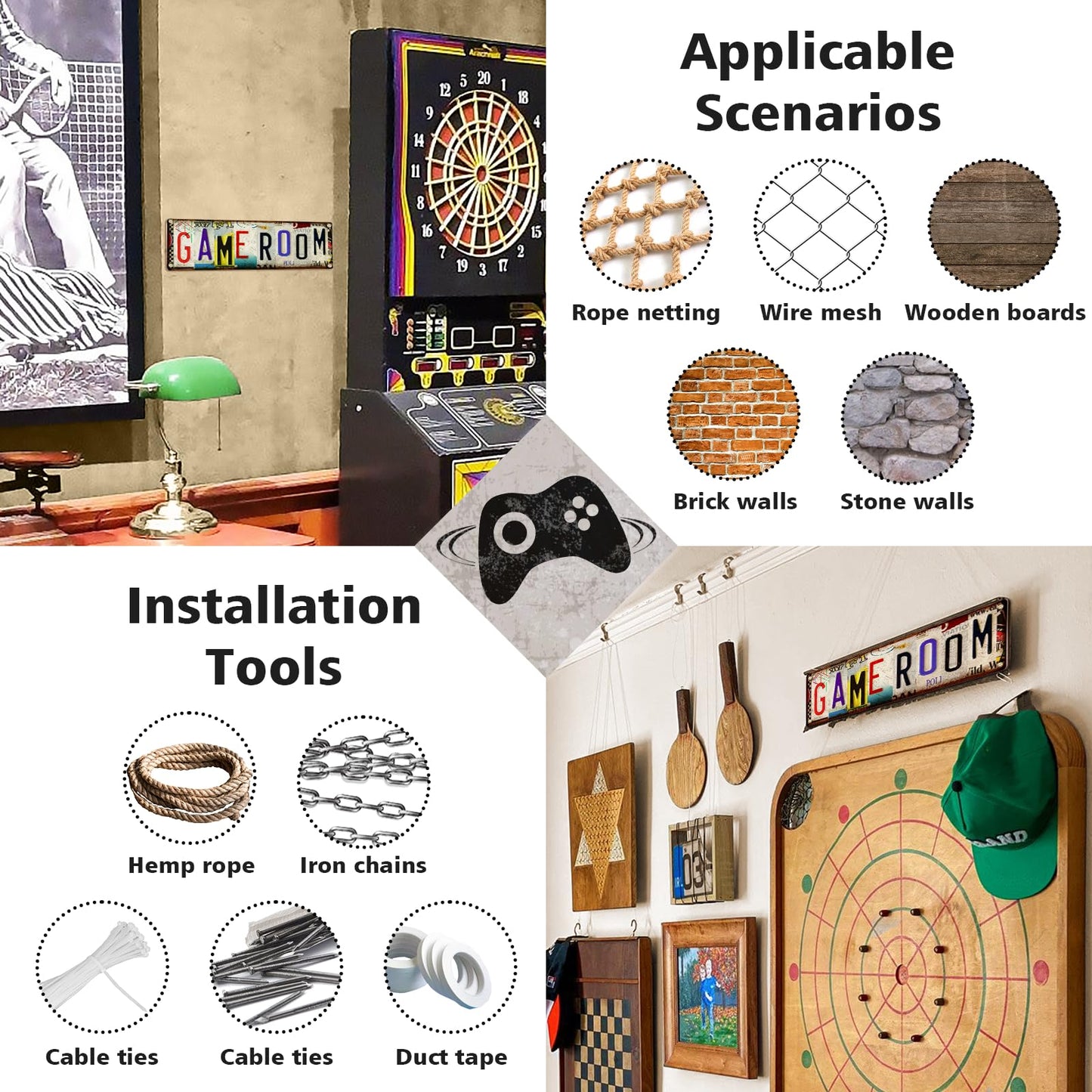 Gaming Accessories Room Decor – Cool Gamer Gifts for Men, Teens, and Boys Ages 8 –12– Funny Game Room Sign Desk Accessories Wall Art