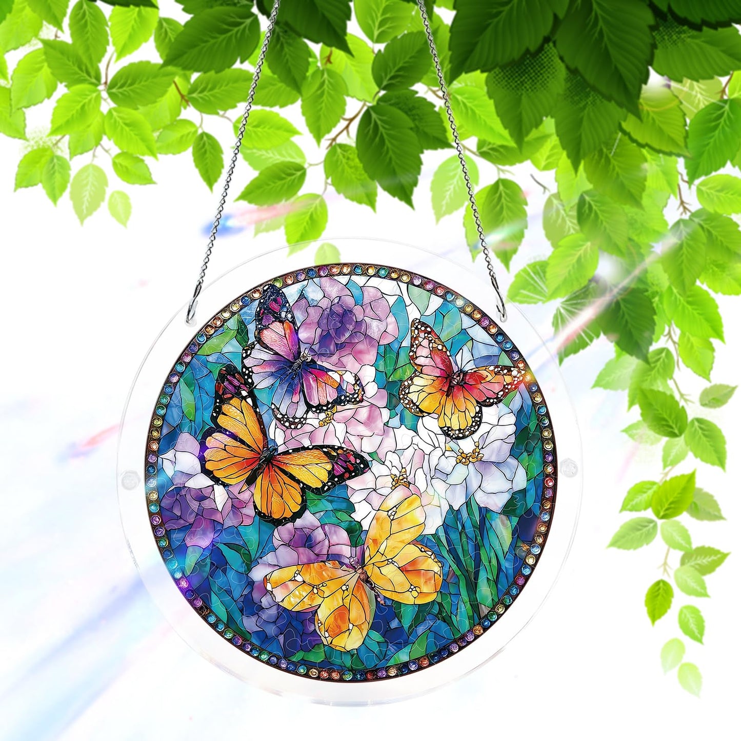 Acrylic Jigsaw Puzzle Suncatcher | 83 Pieces Acrylic Puzzles Suncatchers for Windows Hanging | Stained Glass Window Puzzle Sun Catcher for Adult | Aesthetic DIY Arts & Crafts for Home Decor