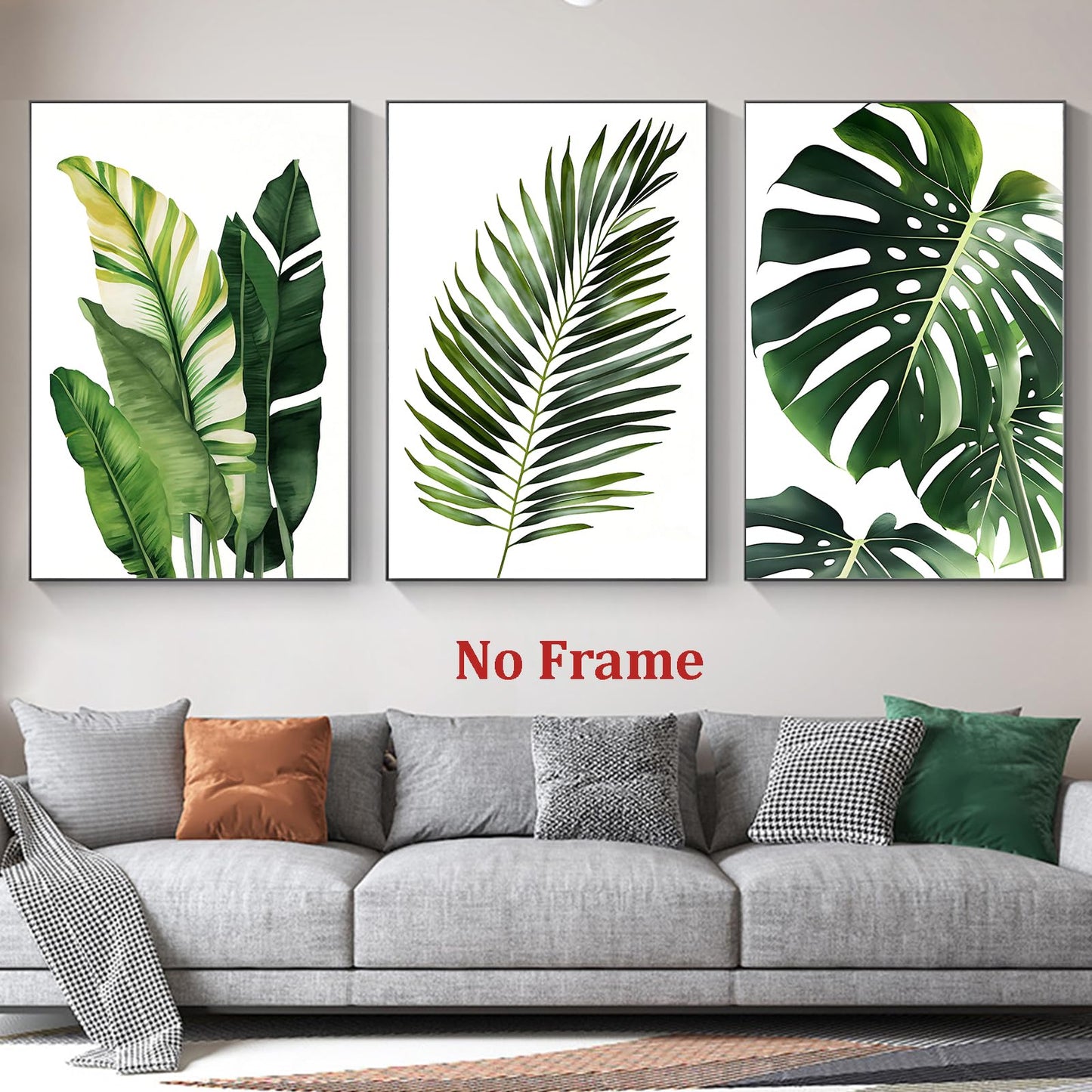 Tropical Botanical Wall Art Monstera Picture Green Leaf Poster Botanical Painting Palm Leaves Pictures Wall Decor Abstract Leaf Art Print Modern Plant Posters Watercolor Leaf Canvas Wall Art 16x24in No Frame