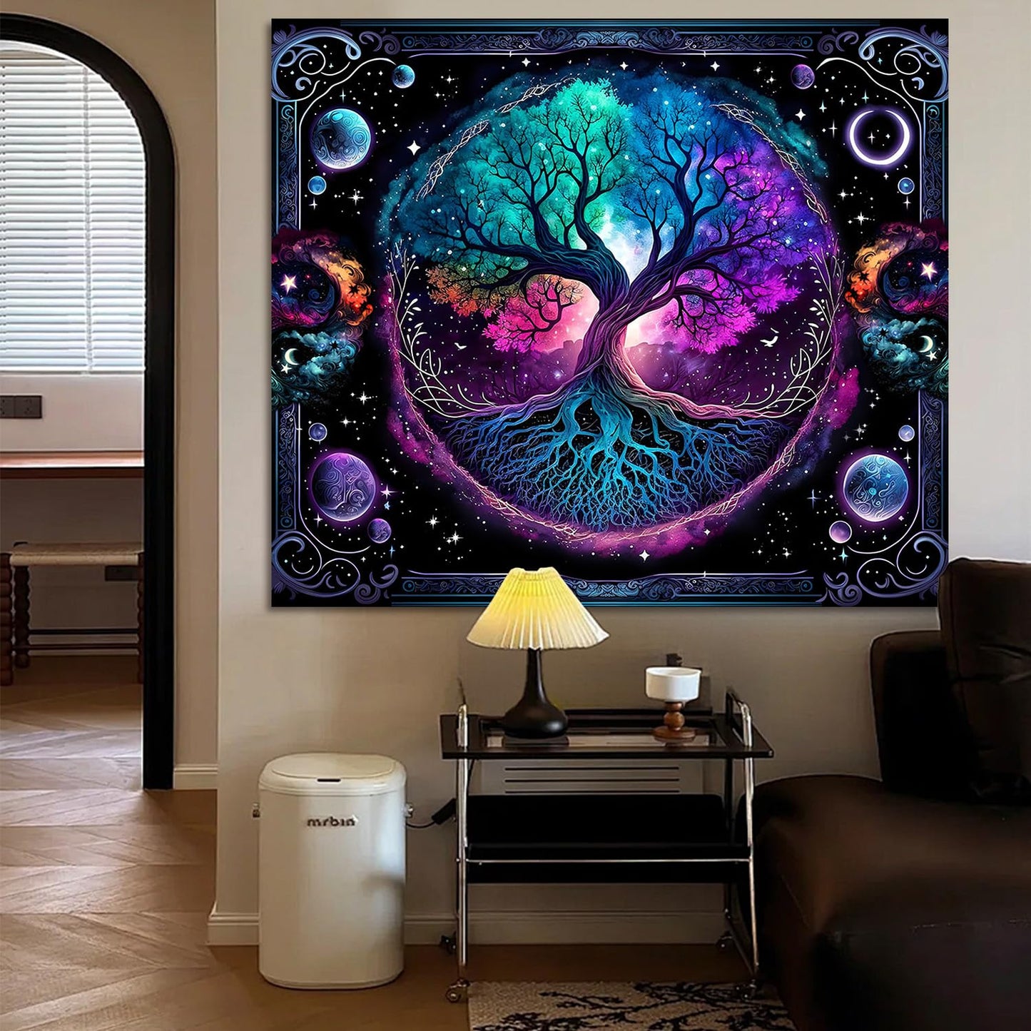 TVTLTVT Tree of Life Tapestry Sun Moon Stars Wall Hanging Boho Mandala Spiritual Wall Art Aesthetic Galaxy Wall Tapestry Nature Plant Decoration for Home Decor Bedroom Living Room Dorm Decor 59x51in