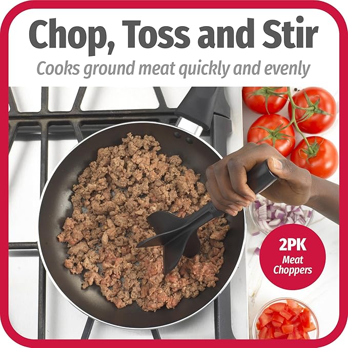 GoodCook Heat-Resistant Nylon Ground Meat Choppers with 5-Blade Heads, Ground Beef and Turkey Mixers and Choppers, Set of 2, Black