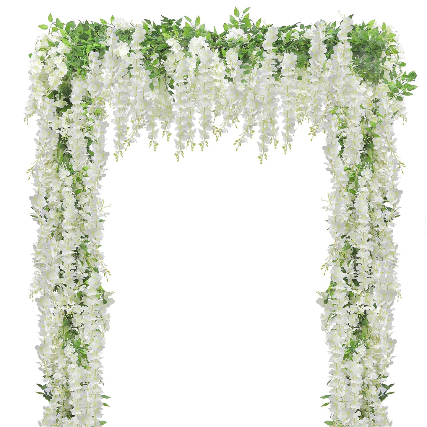 U'Artlines 5Pcs 7.2 Ft/Piece Artificial Wisteria Garland Silk Fake White Wisteria Flowers Hanging Greenery Vines Garlands Rattan for Home Garden Wedding Arch Party Indoor Outdoor Decor