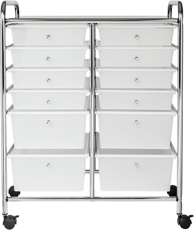 Honey-Can-Do Rolling Storage Cart and Organizer with 12 Plastic Drawers
