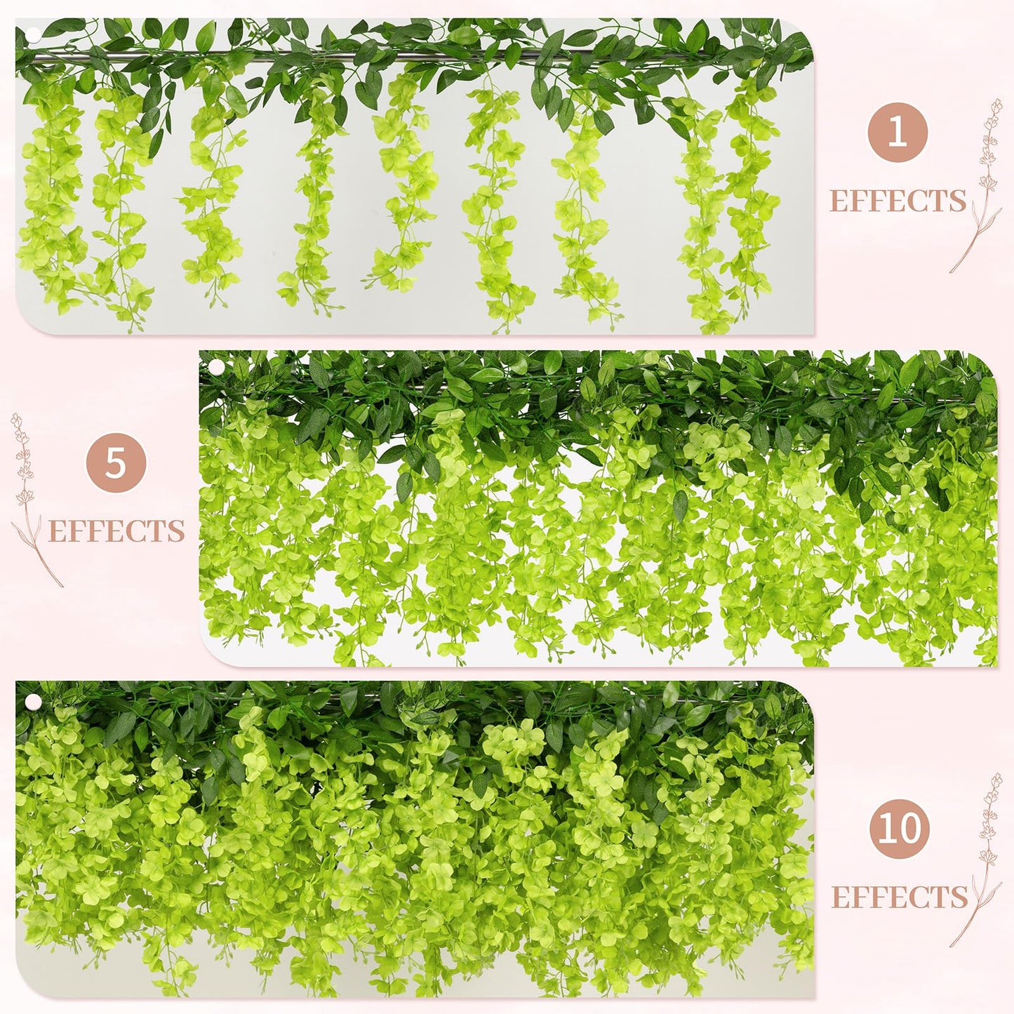 U'Artlines 10Pcs 7.2 Ft/Piece Artificial Wisteria Garland Silk Fake Green Wisteria Flowers Hanging Greenery Vines Garlands Rattan for Home Garden Wedding Arch Party Indoor Outdoor Décor
