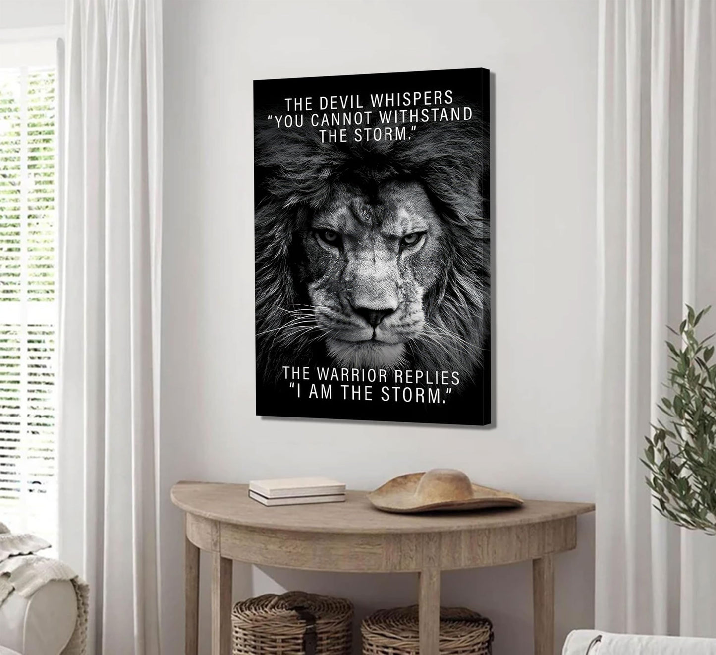 Black and White Lion Inspiring Canvas Wall Art Animal Motivational Picture Man Cave Inspirational Lion Poster Prints Modern Quotes Artwork Wall Decor for Bedroom Office Living Room 12x16in Framed