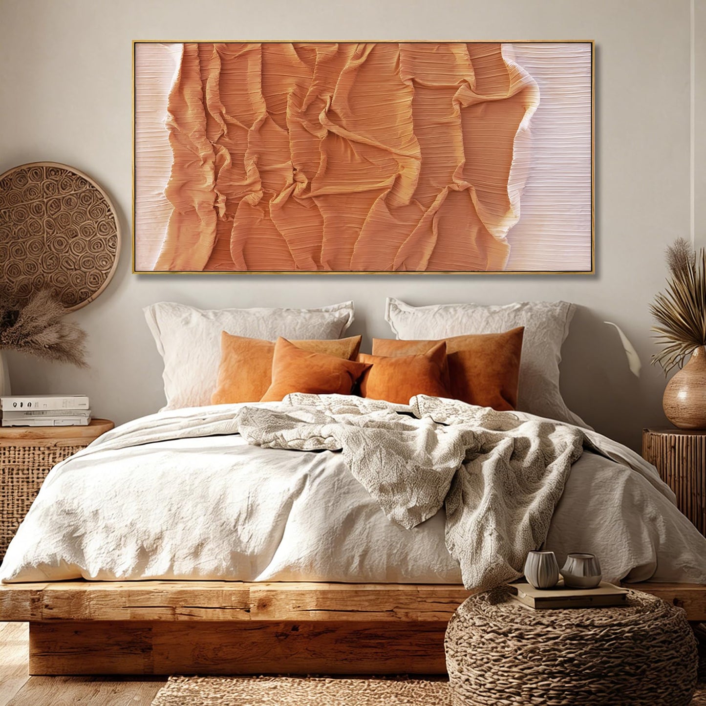 Hue7Art Modern Textured Abstract Canvas Wall Art in Warm Neutral Brown Minimalist Style Artwork for Living Room Bedroom Office Hallway Home Wall Decor 24x48 Inch