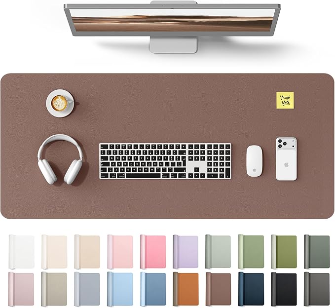 YSAGi Leather Desk Protector, Office Mat, Large Mouse Mat, Non-Slip PU Leather Blotter, Laptop Desk Mat, Waterproof Writing Pad for Office and Home(Chocolate, 42" x 17.2")