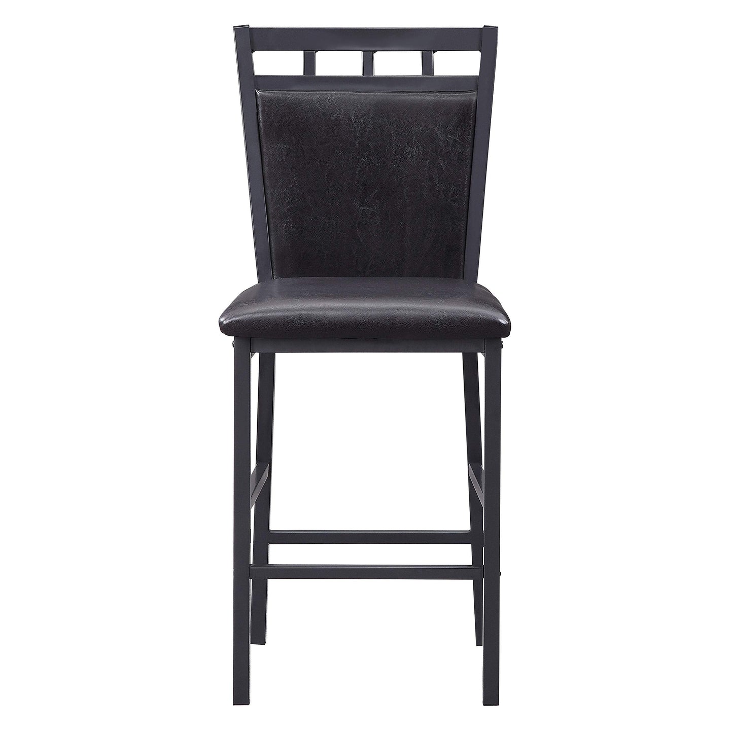 Lexicon Ellis 5-Piece Dining Table Set, Dining Room Table Set for 4, Counter Height Dining Table with 4 Metal Frame Chairs with Faux Leather Seats for Kitchen, Bar, Breakfast Nook, Small Space, Black