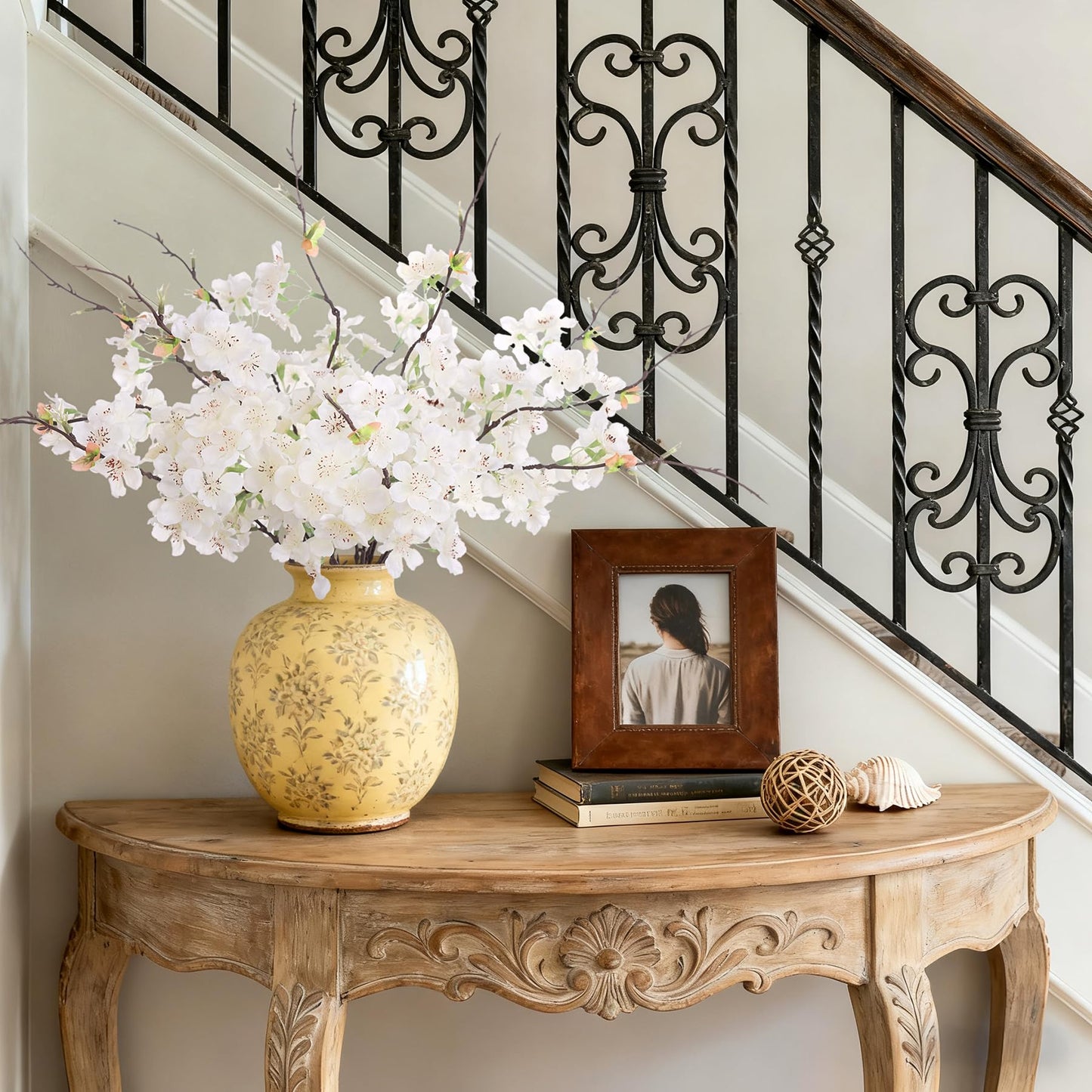INXUGAO 12 PCS Faux Cherry Blossom Branches Decor 18.11 Inch Fake Artificial Cherry Flowers for Home Indoor Decoration Vase Arrangement Table Living Room Bedroom Spring Decor