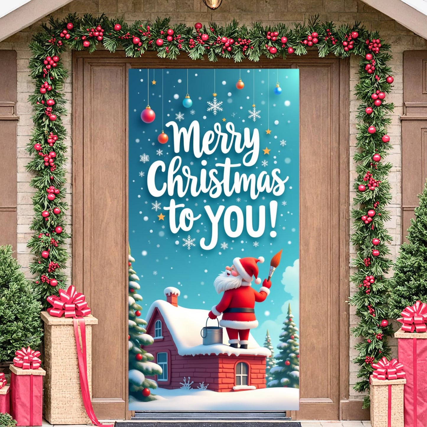 Christmas Holiday Festive Holiday Sign Christmas Wall Art Gold Bells Seasonal Banner For Seasonal Event Party Decoration
