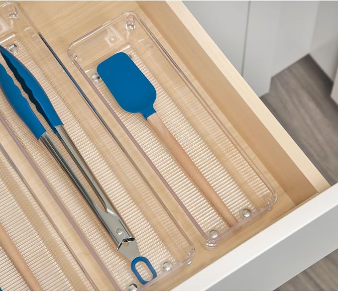 iDesign Plastic Drawer Organizer, Set of 2, 4" x 16" x 3" | For bathroom, bedroom, kitchen, office, or craft room