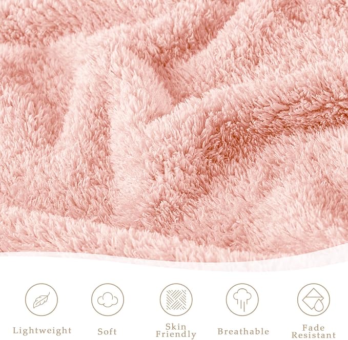 Exclusivo Mezcla Fleece Light Pink Throw Blanket for Couch Sofa, Ultra Soft, Lightweight and Fluffy Blankets for Women, All Season, 50x60 Inches