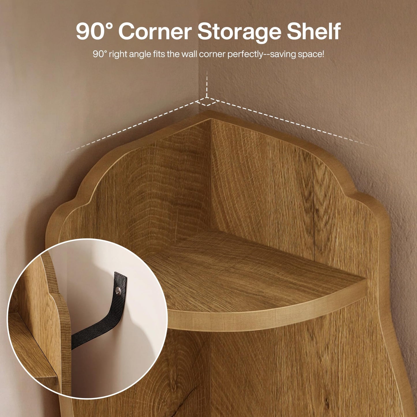 Tribesigns Modern Wavy Corner Shelf, 68.9-Inch 6-Tier Wall Corner Display Bookshelf, Unique Tall Bookcase Storage Rack Plant Stand for Small Space, Living Room, Home Office, Bedroom, Rustic